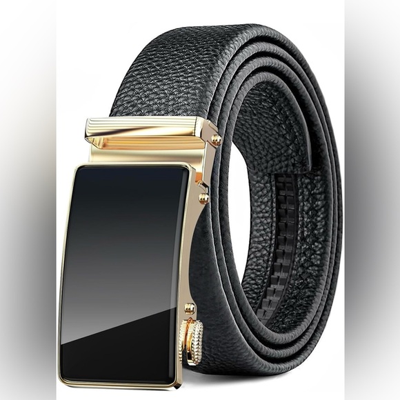 Leather Ratchet Dress Belts with Sliding Adjustable Belts Dress Casual Jeans - Picture 1 of 6